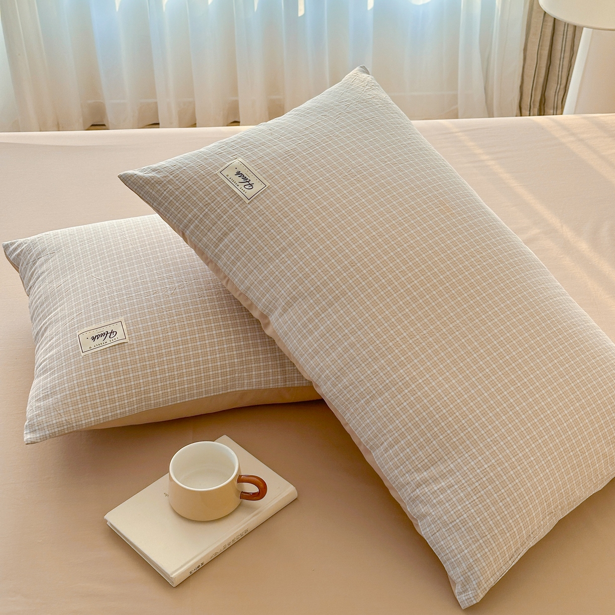 91家纺网 家纺一手货源 找家纺 木子家纺 2026春夏新款色织全棉纯棉四件套 森浅-咖