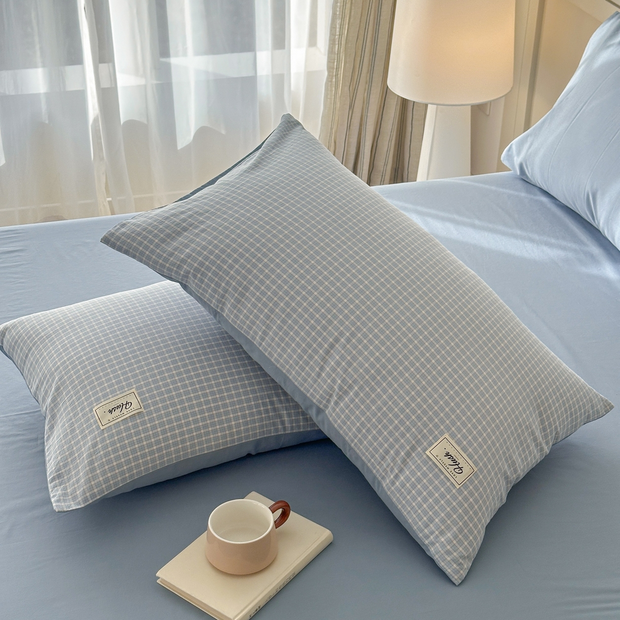 91家纺网 家纺一手货源 找家纺 木子家纺 2026春夏新款色织全棉纯棉四件套 森浅-蓝