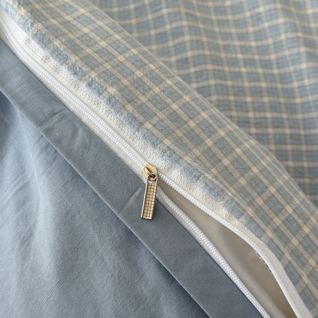 91家纺网 家纺一手货源 找家纺 木子家纺 2026春夏新款色织全棉纯棉四件套 森浅-蓝