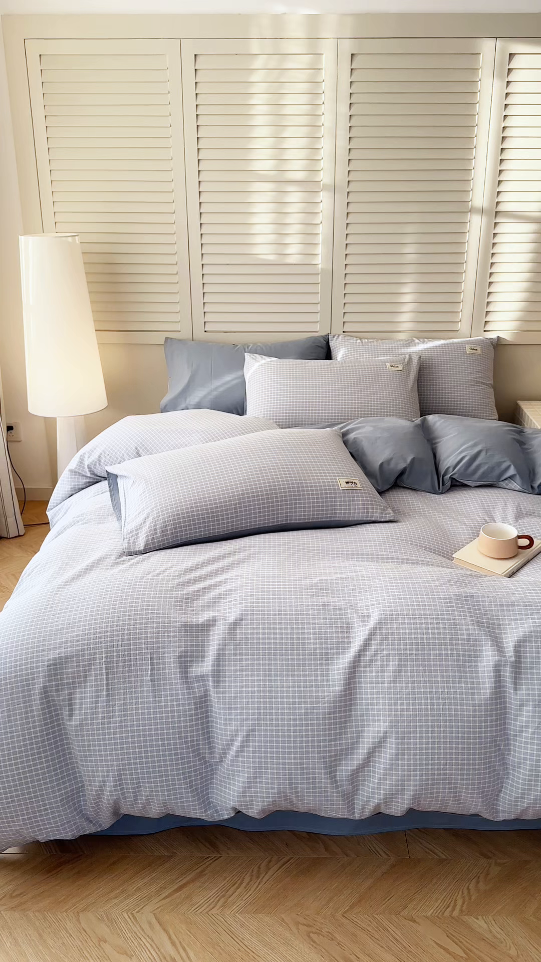 91家纺网 家纺一手货源 找家纺 木子家纺 2026春夏新款色织全棉纯棉四件套 森浅-蓝