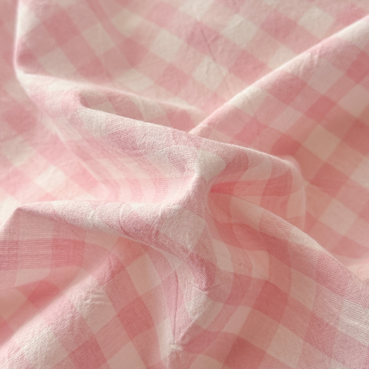 91家纺网 家纺一手货源 找家纺 木子家纺 2026春夏新款色织全棉纯棉四件套 小格-浅粉