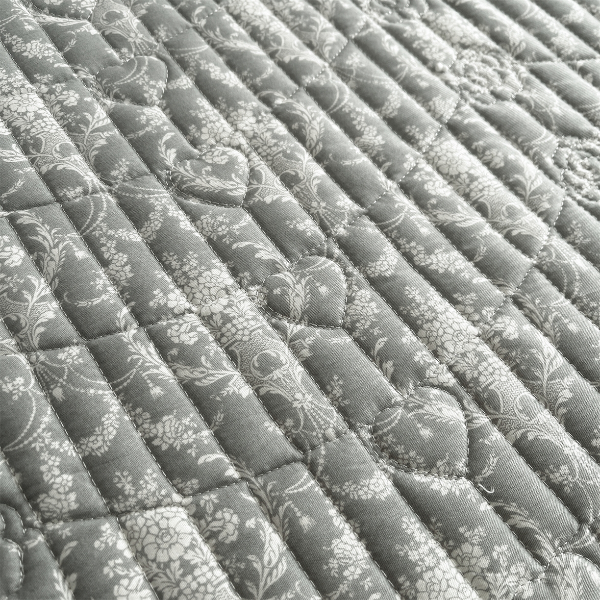 91家纺网 家纺一手货源 找家纺 宜凡家纺 2026新款全棉夹棉印花床盖款三件套 安洛特 灰