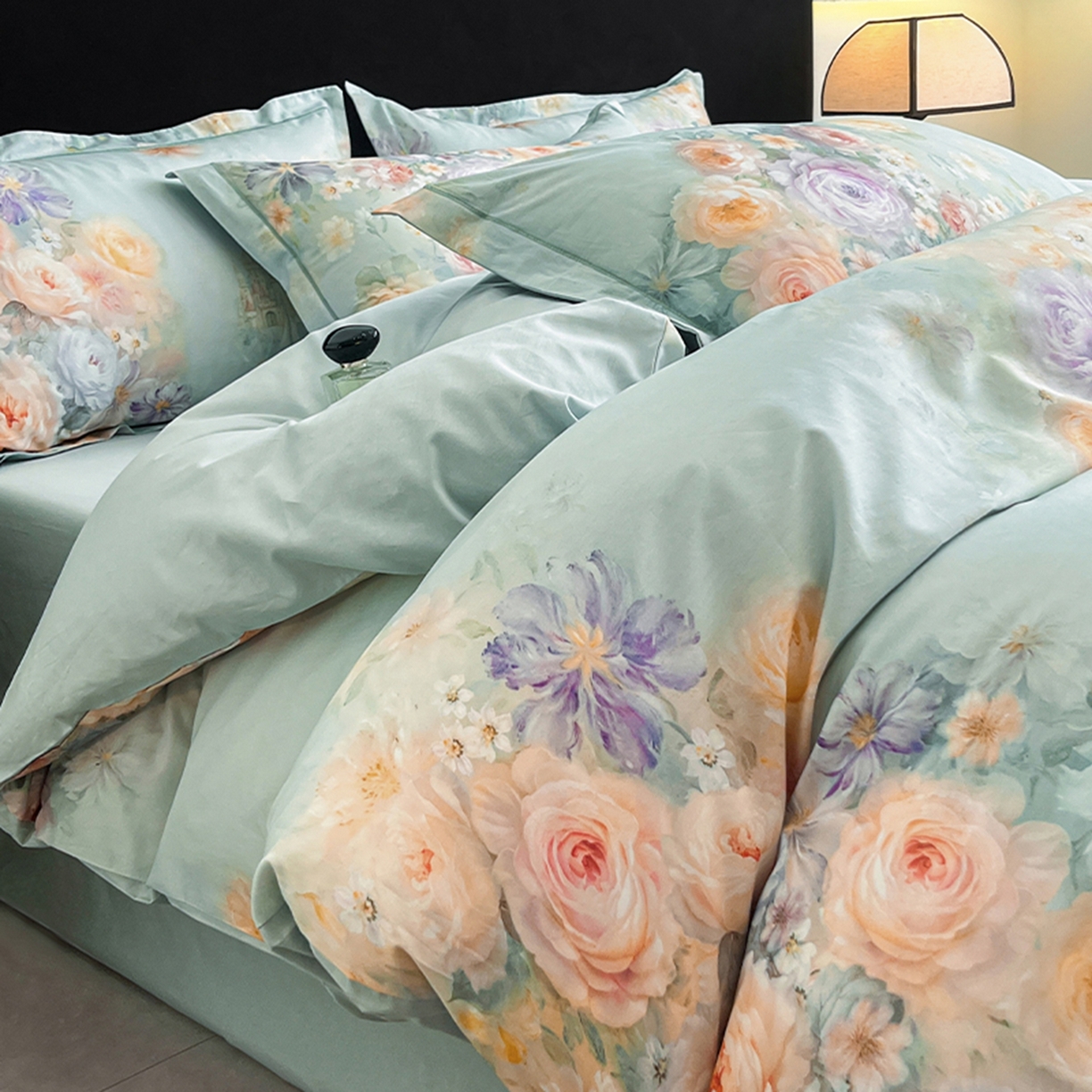 格里芬家纺 2026新款全棉纯棉40S精梳棉13376印花四件套 梦幻花境-兰