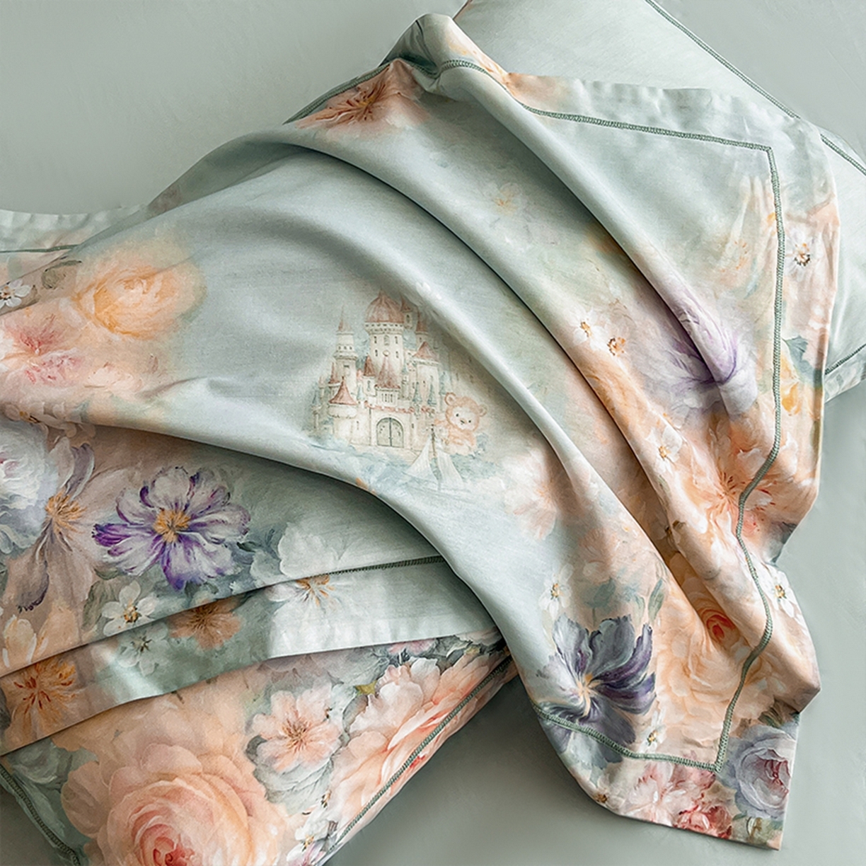 91家纺网 家纺一手货源 找家纺 格里芬家纺 2026新款全棉纯棉40S精梳棉13376印花四件套 梦幻花境-兰