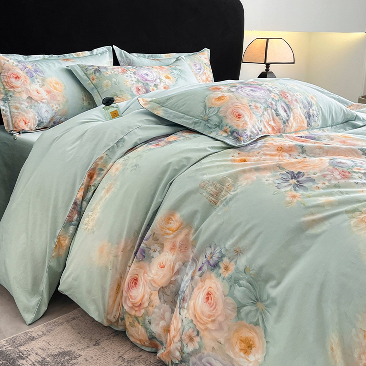 91家纺网 家纺一手货源 找家纺 格里芬家纺 2026新款全棉纯棉40S精梳棉13376印花四件套 梦幻花境-兰