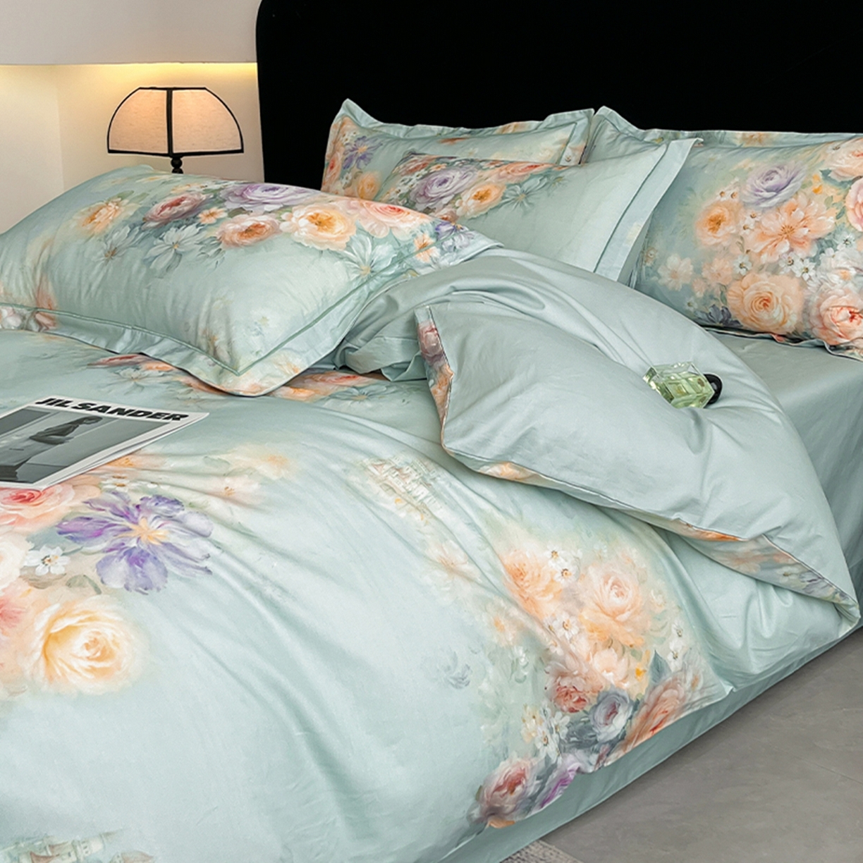 91家纺网 家纺一手货源 找家纺 格里芬家纺 2026新款全棉纯棉40S精梳棉13376印花四件套 梦幻花境-兰