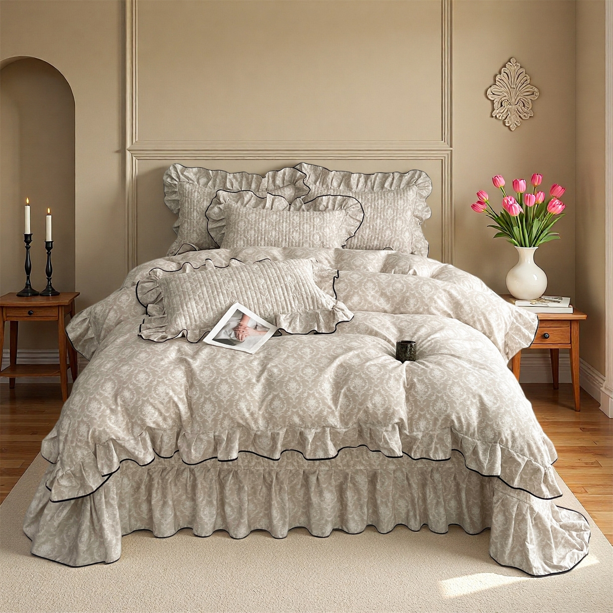 91家纺网 家纺一手货源 找家纺 宜凡家纺 2026新款全棉夹棉印花床盖款四件套 安洛特 米