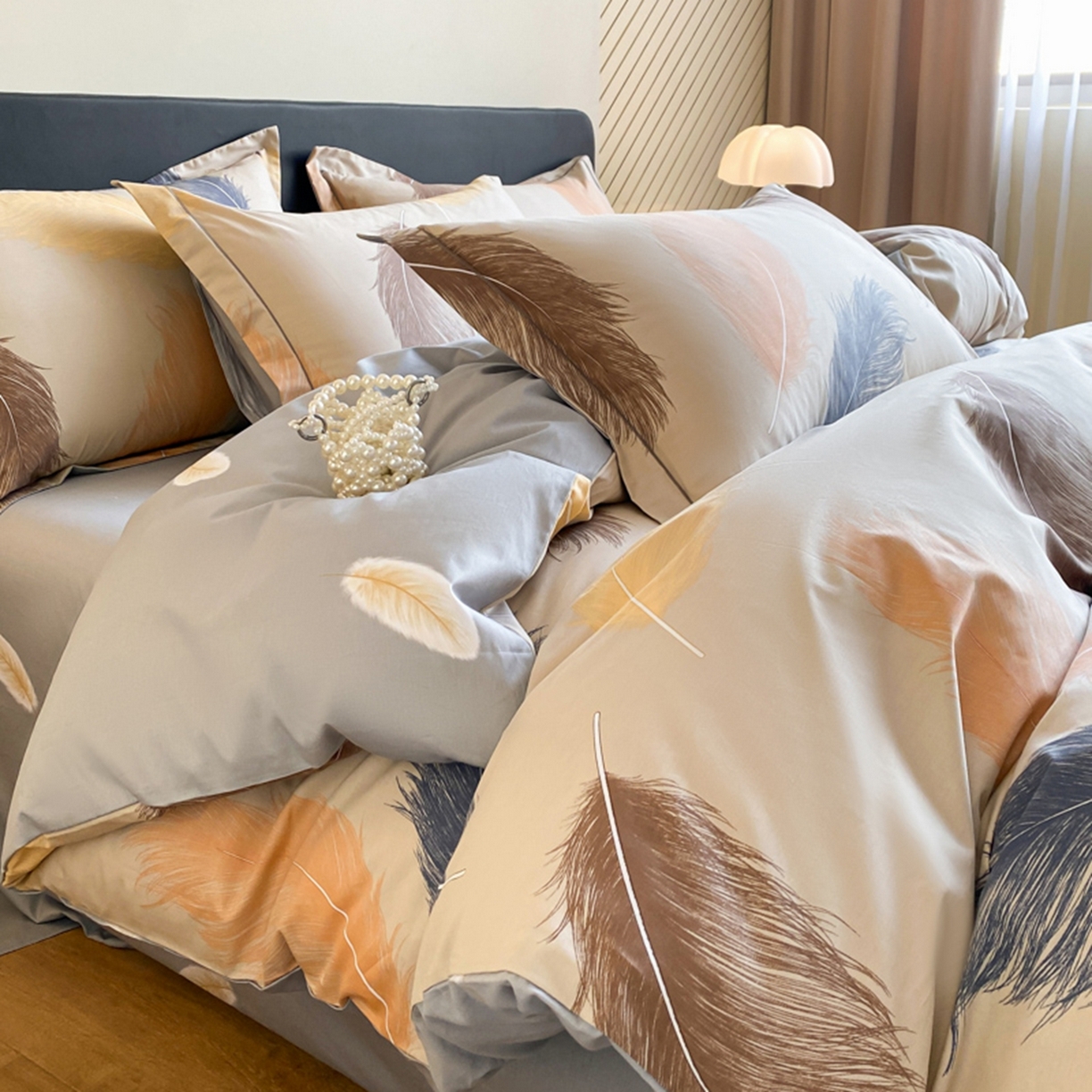 格里芬家纺 2026新款全棉纯棉40S精梳棉13376印花四件套 妙羽