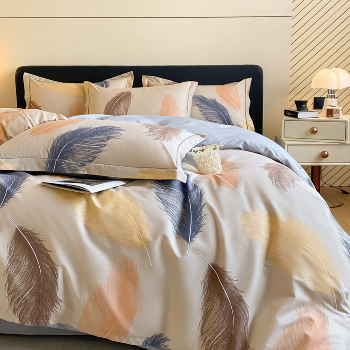 91家纺网 家纺一手货源 找家纺 格里芬家纺 2026新款全棉纯棉40S精梳棉13376印花四件套 妙羽