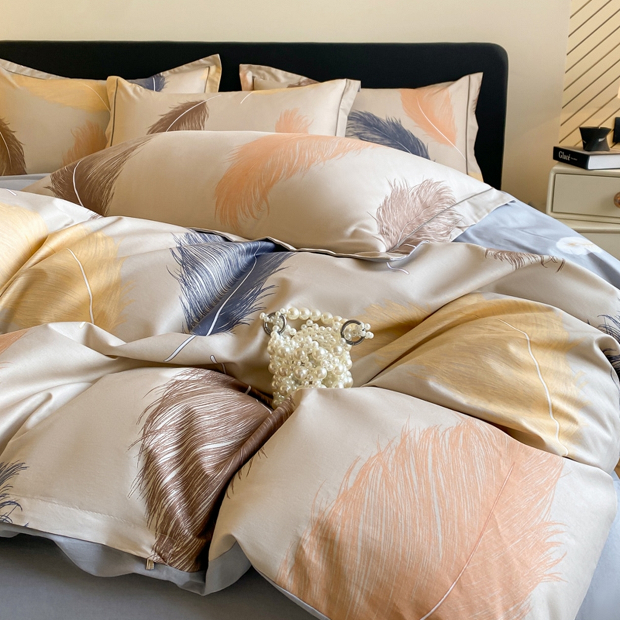 91家纺网 家纺一手货源 找家纺 格里芬家纺 2026新款全棉纯棉40S精梳棉13376印花四件套 妙羽