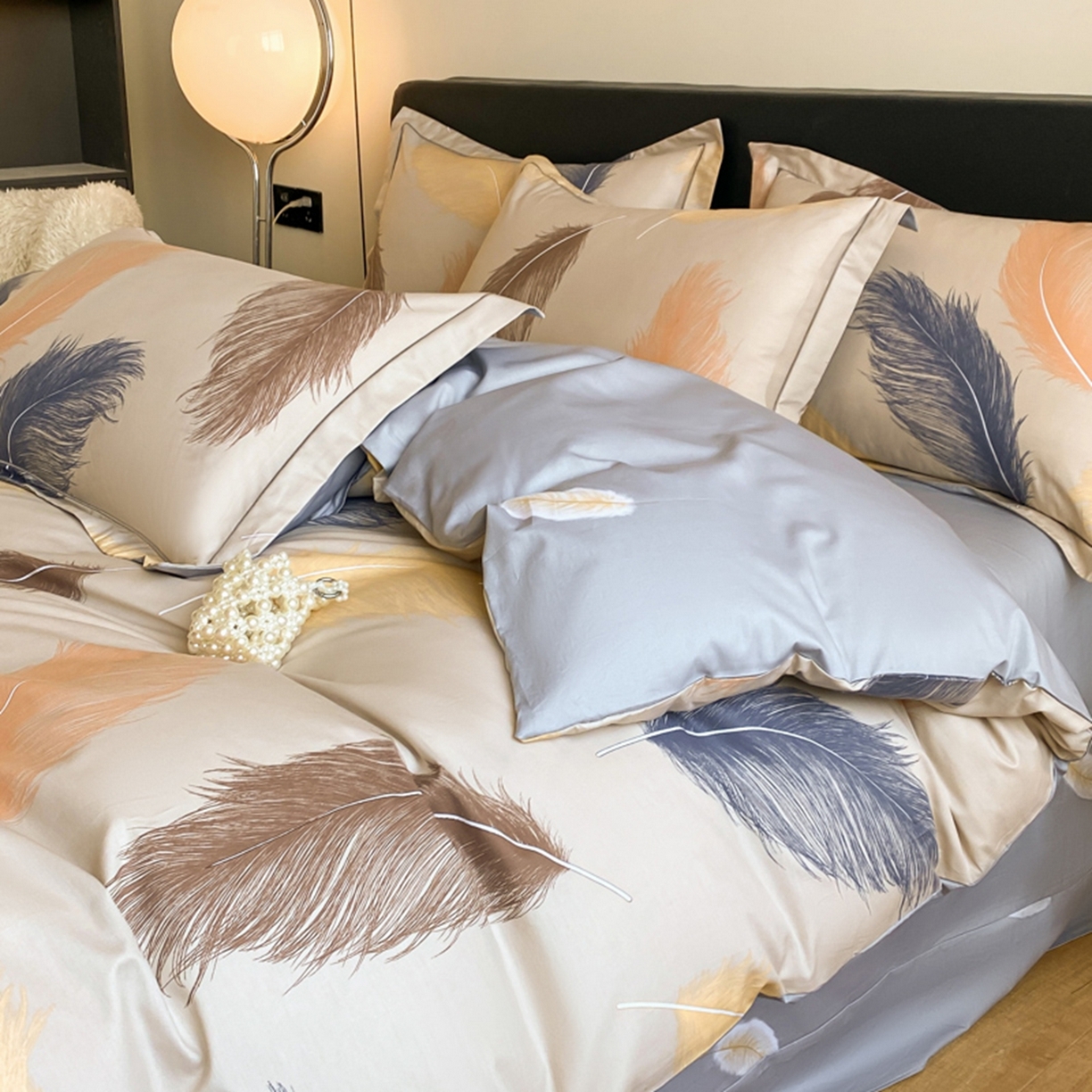 91家纺网 家纺一手货源 找家纺 格里芬家纺 2026新款全棉纯棉40S精梳棉13376印花四件套 妙羽