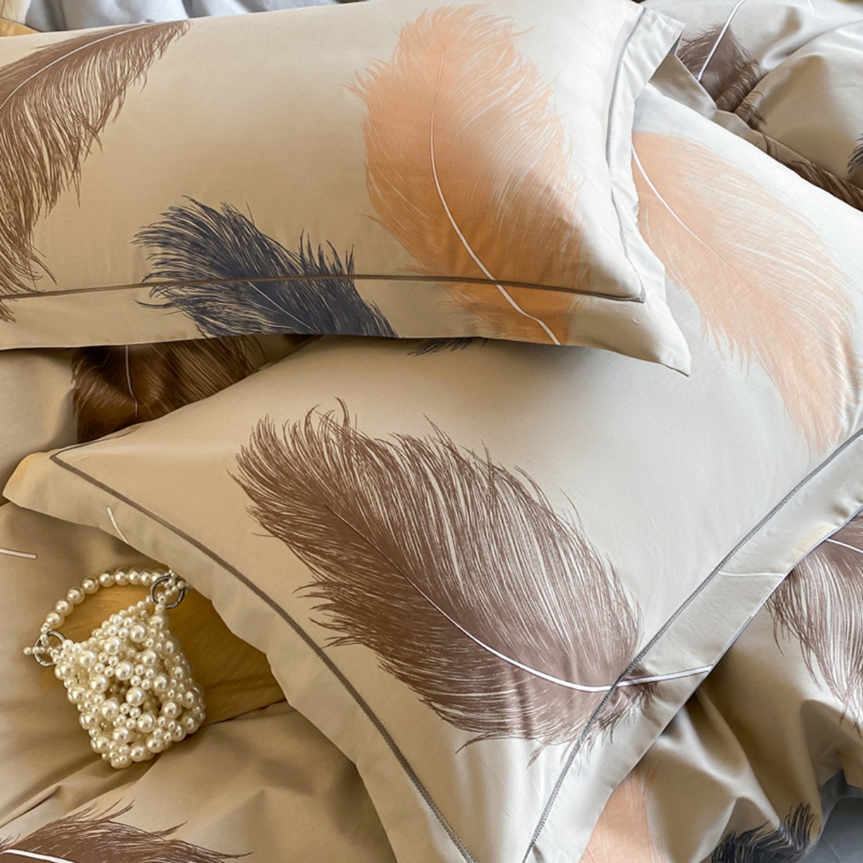 91家纺网 家纺一手货源 找家纺 格里芬家纺 2026新款全棉纯棉40S精梳棉13376印花四件套 妙羽