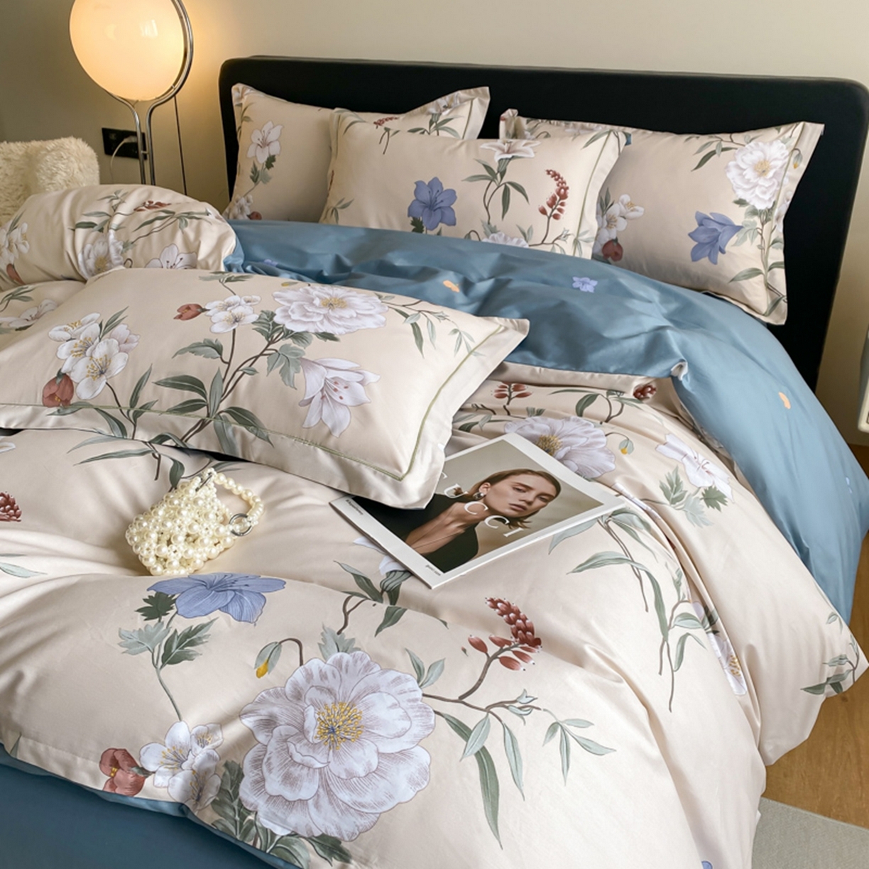 91家纺网 家纺一手货源 找家纺 格里芬家纺 2026新款全棉纯棉40S精梳棉13376印花四件套 暖熙-咖