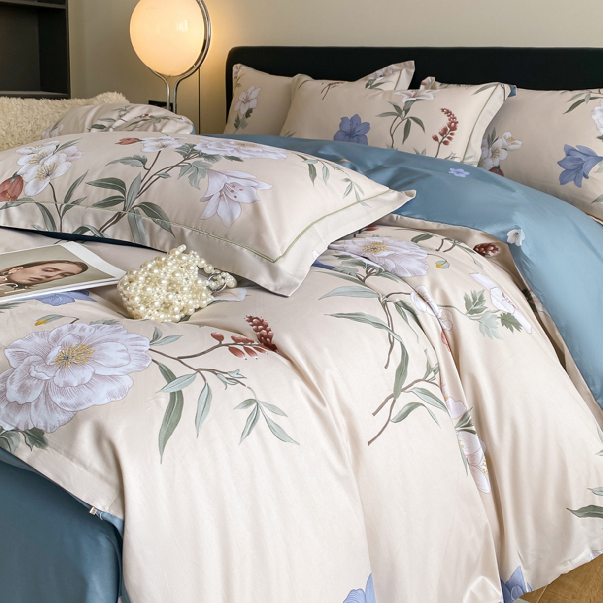 91家纺网 家纺一手货源 找家纺 格里芬家纺 2026新款全棉纯棉40S精梳棉13376印花四件套 暖熙-咖