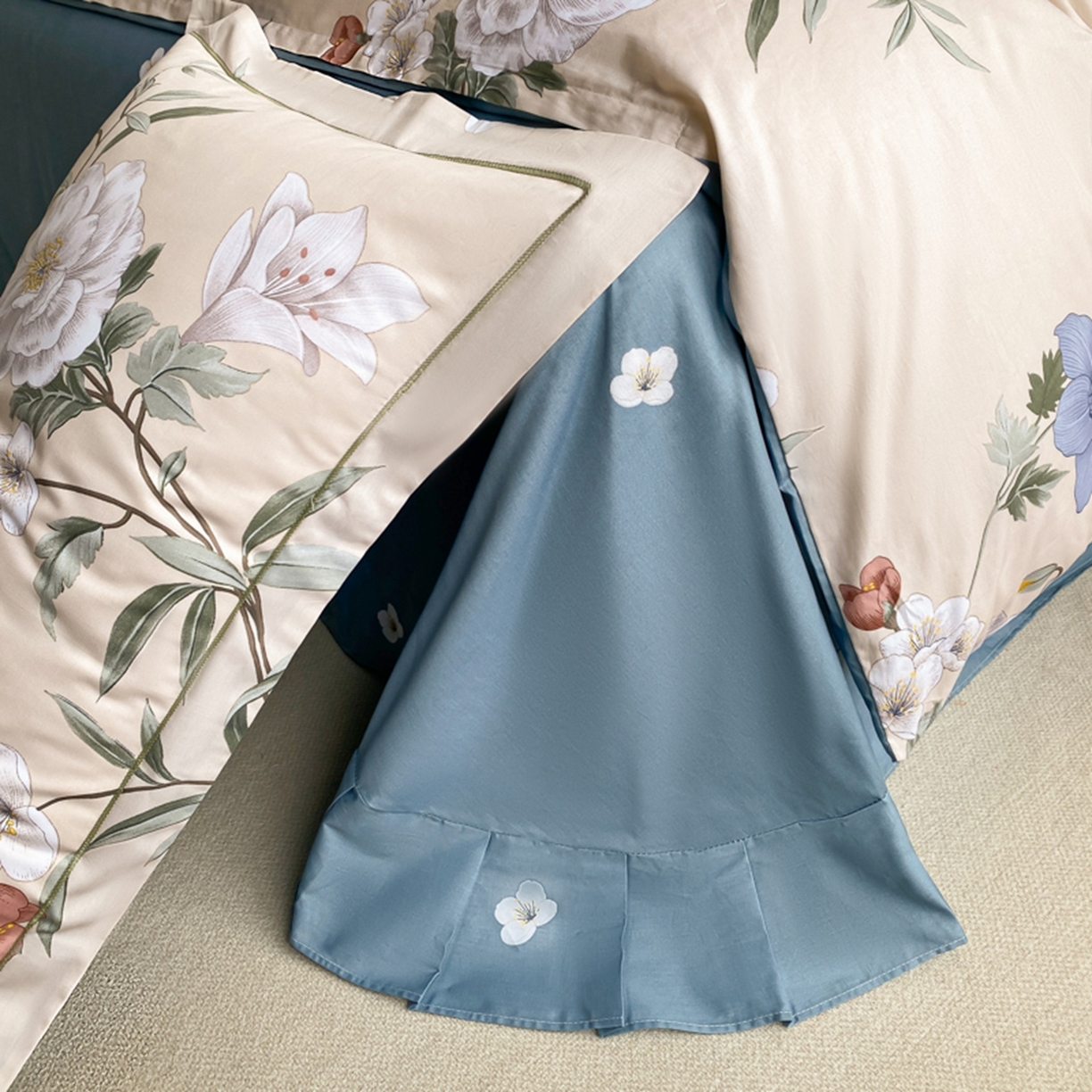 91家纺网 家纺一手货源 找家纺 格里芬家纺 2026新款全棉纯棉40S精梳棉13376印花四件套 暖熙-咖