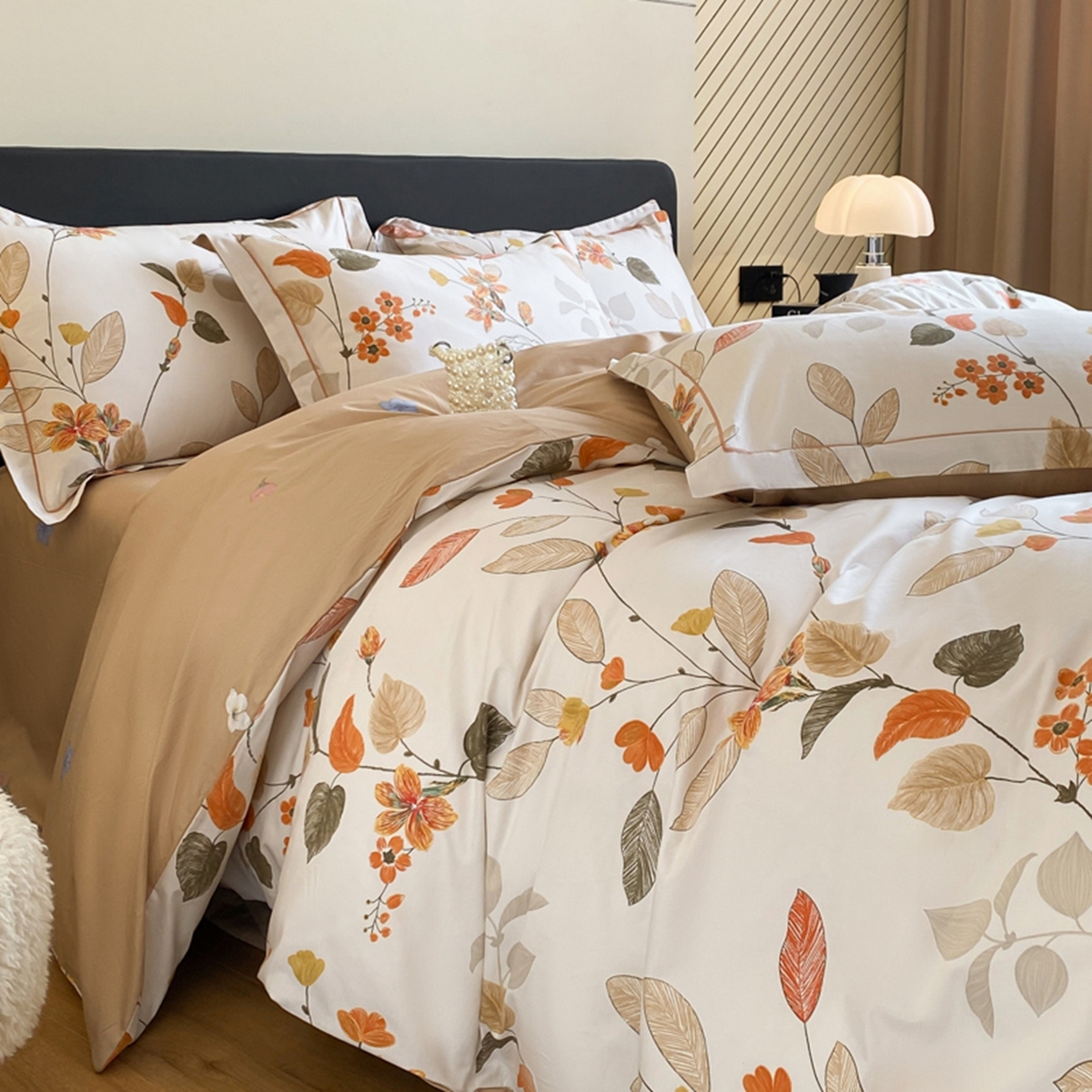 91家纺网 家纺一手货源 找家纺 格里芬家纺 2026新款全棉纯棉40S精梳棉13376印花四件套 浅花悠悠