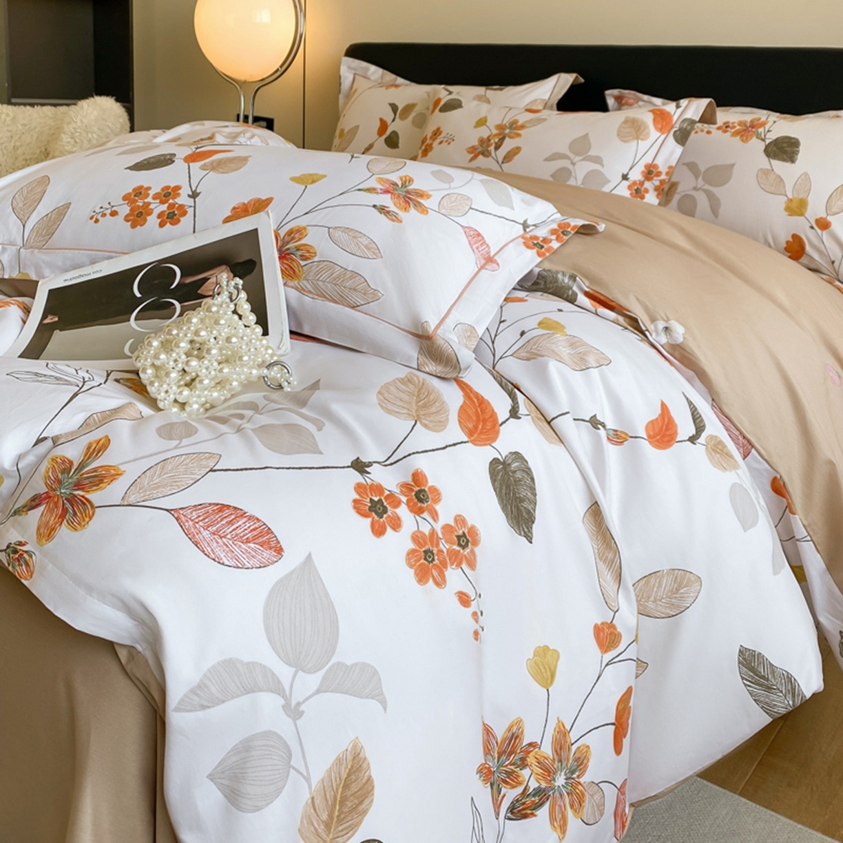 91家纺网 家纺一手货源 找家纺 格里芬家纺 2026新款全棉纯棉40S精梳棉13376印花四件套 浅花悠悠