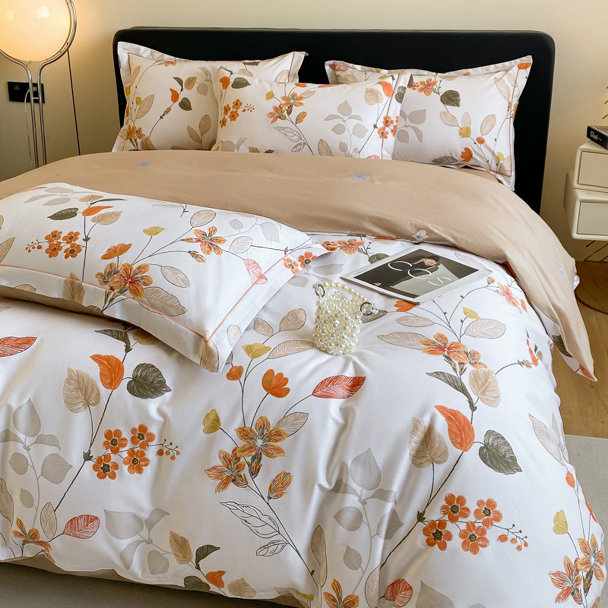 91家纺网 家纺一手货源 找家纺 格里芬家纺 2026新款全棉纯棉40S精梳棉13376印花四件套 浅花悠悠