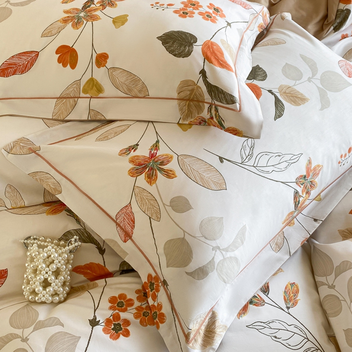 91家纺网 家纺一手货源 找家纺 格里芬家纺 2026新款全棉纯棉40S精梳棉13376印花四件套 浅花悠悠