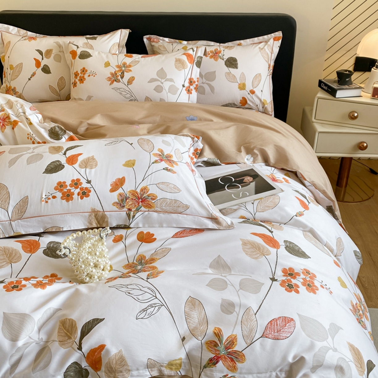 91家纺网 家纺一手货源 找家纺 格里芬家纺 2026新款全棉纯棉40S精梳棉13376印花四件套 浅花悠悠