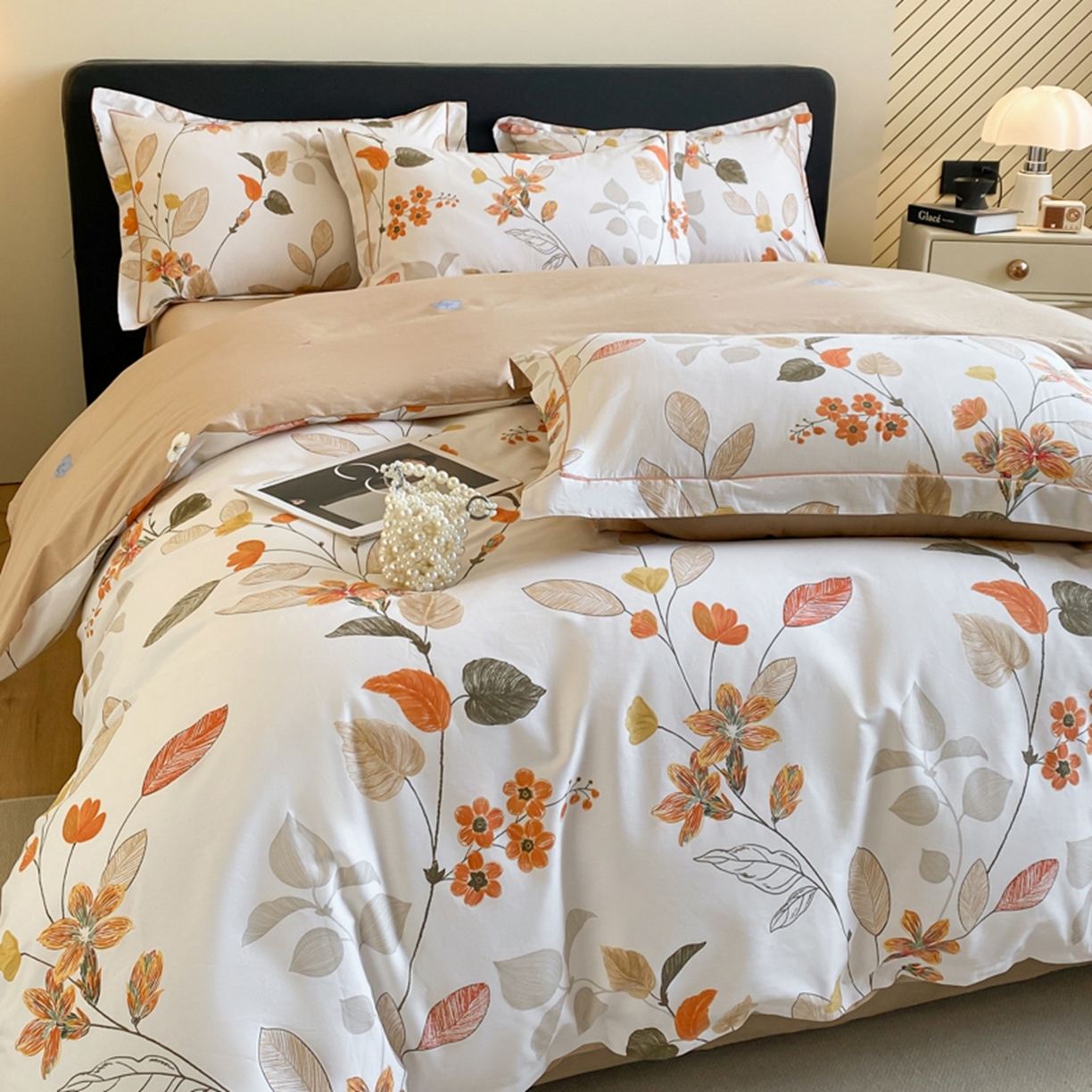 91家纺网 家纺一手货源 找家纺 格里芬家纺 2026新款全棉纯棉40S精梳棉13376印花四件套 浅花悠悠