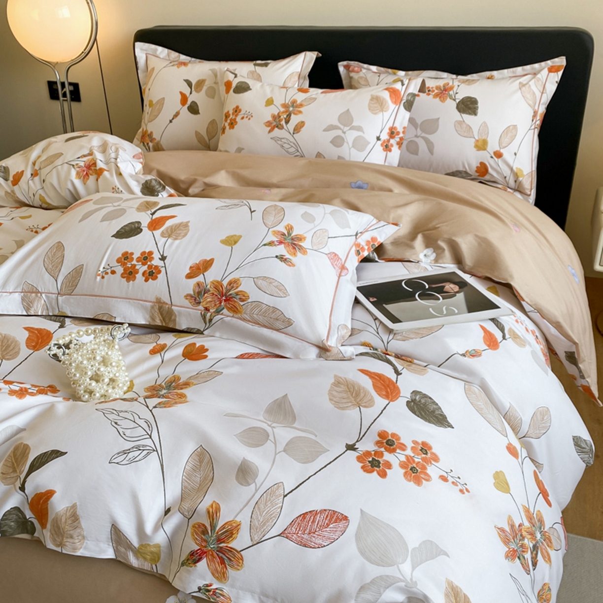 91家纺网 家纺一手货源 找家纺 格里芬家纺 2026新款全棉纯棉40S精梳棉13376印花四件套 浅花悠悠