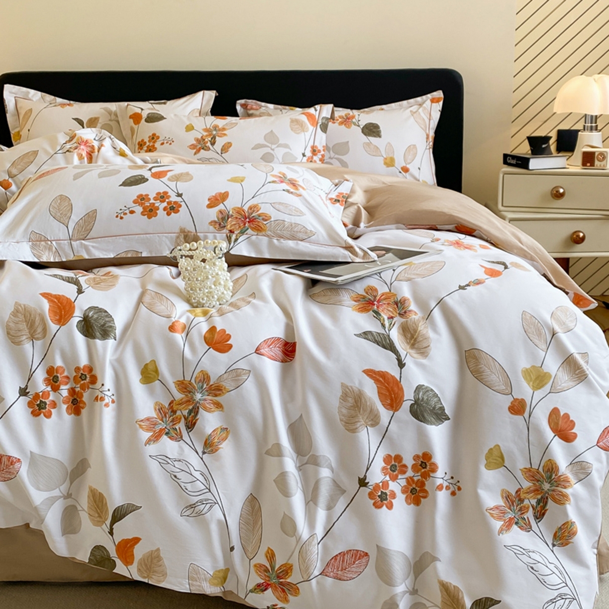 91家纺网 家纺一手货源 找家纺 格里芬家纺 2026新款全棉纯棉40S精梳棉13376印花四件套 浅花悠悠