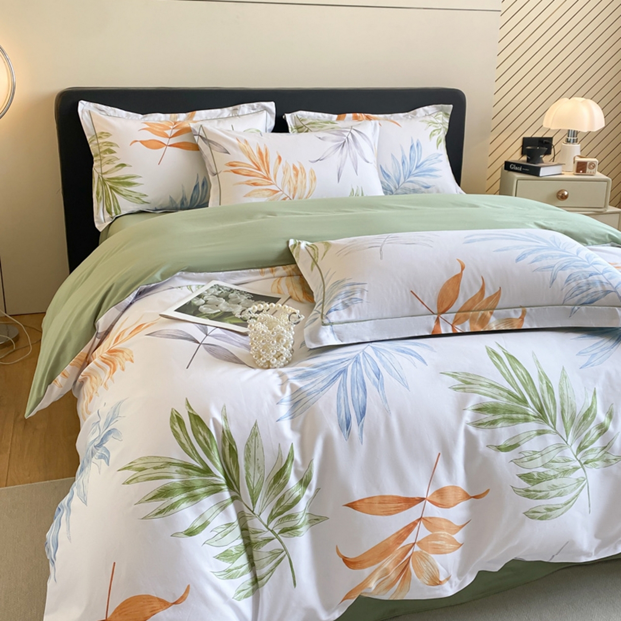 91家纺网 家纺一手货源 找家纺 格里芬家纺 2026新款全棉纯棉40S精梳棉13376印花四件套 热带风情