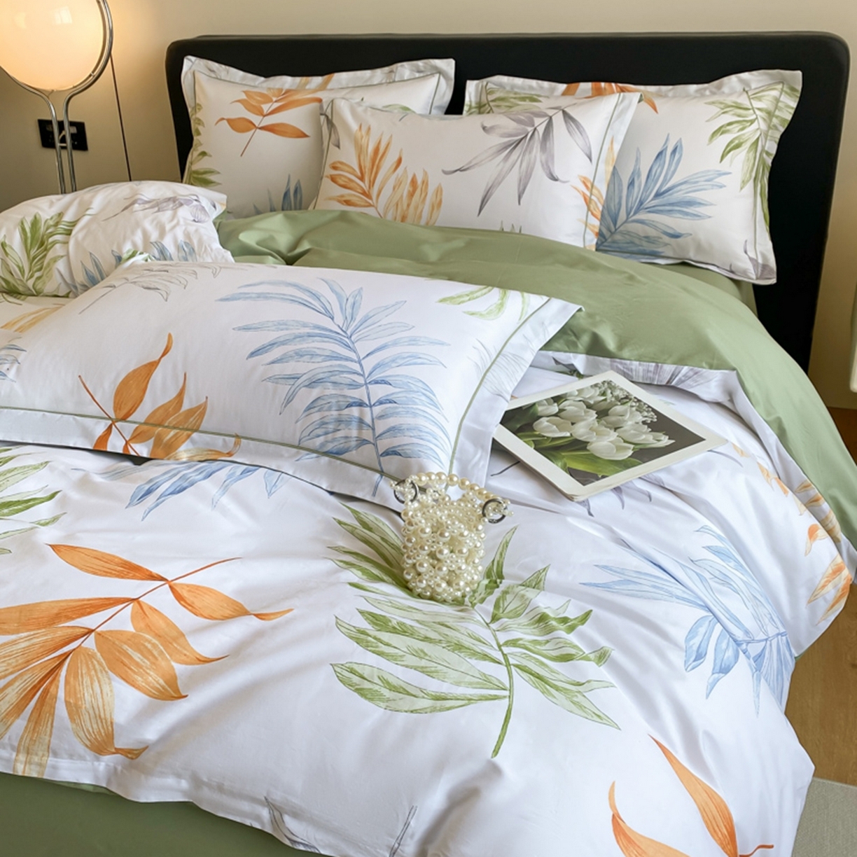 91家纺网 家纺一手货源 找家纺 格里芬家纺 2026新款全棉纯棉40S精梳棉13376印花四件套 热带风情