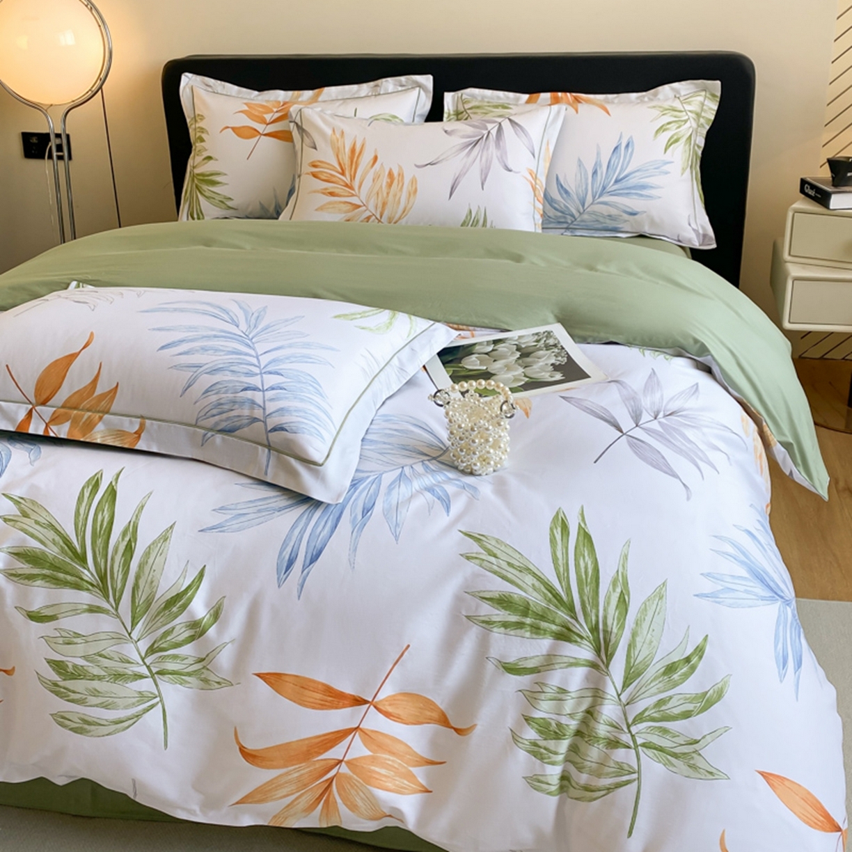 91家纺网 家纺一手货源 找家纺 格里芬家纺 2026新款全棉纯棉40S精梳棉13376印花四件套 热带风情