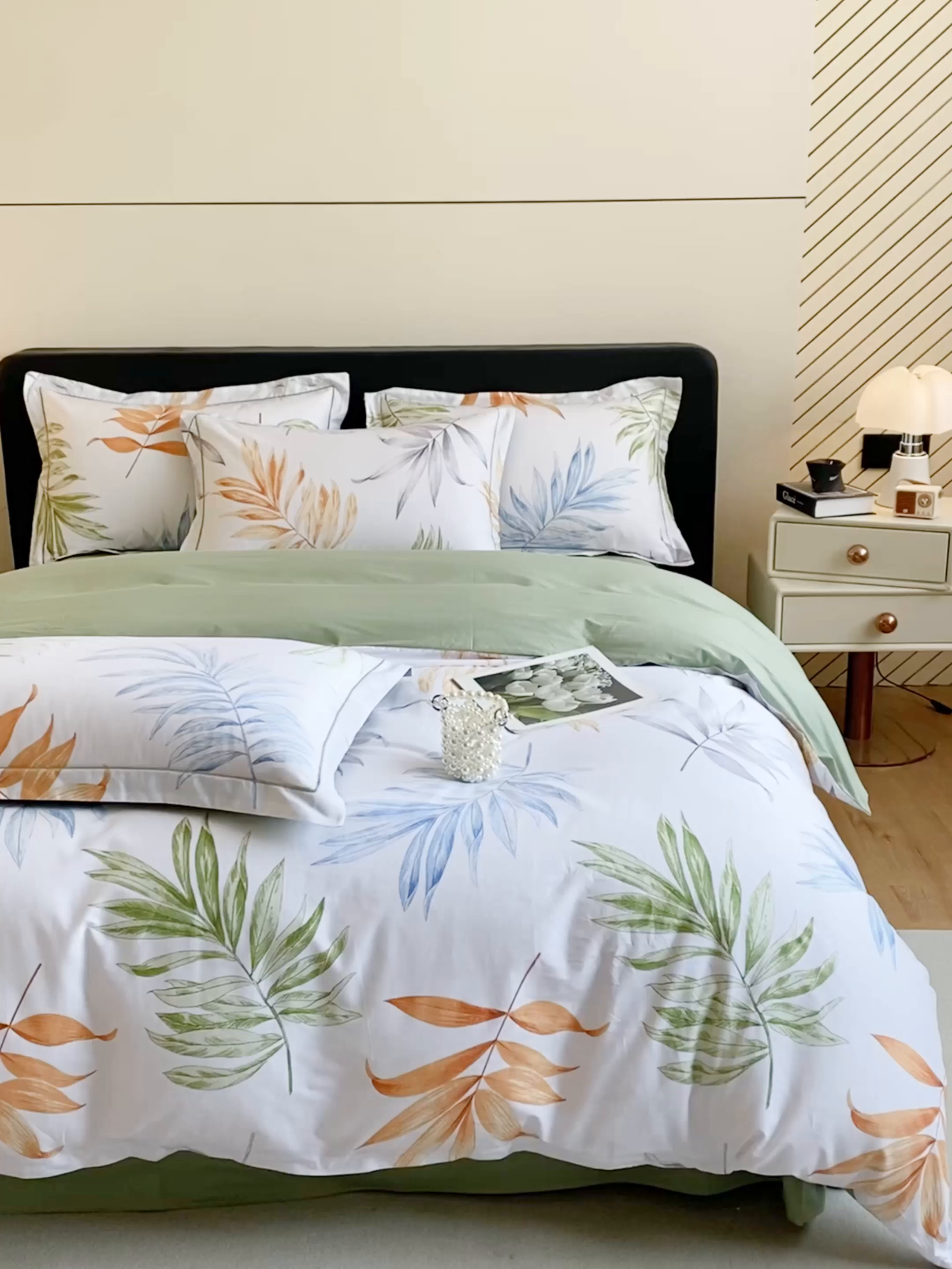 91家纺网 家纺一手货源 找家纺 格里芬家纺 2026新款全棉纯棉40S精梳棉13376印花四件套 热带风情