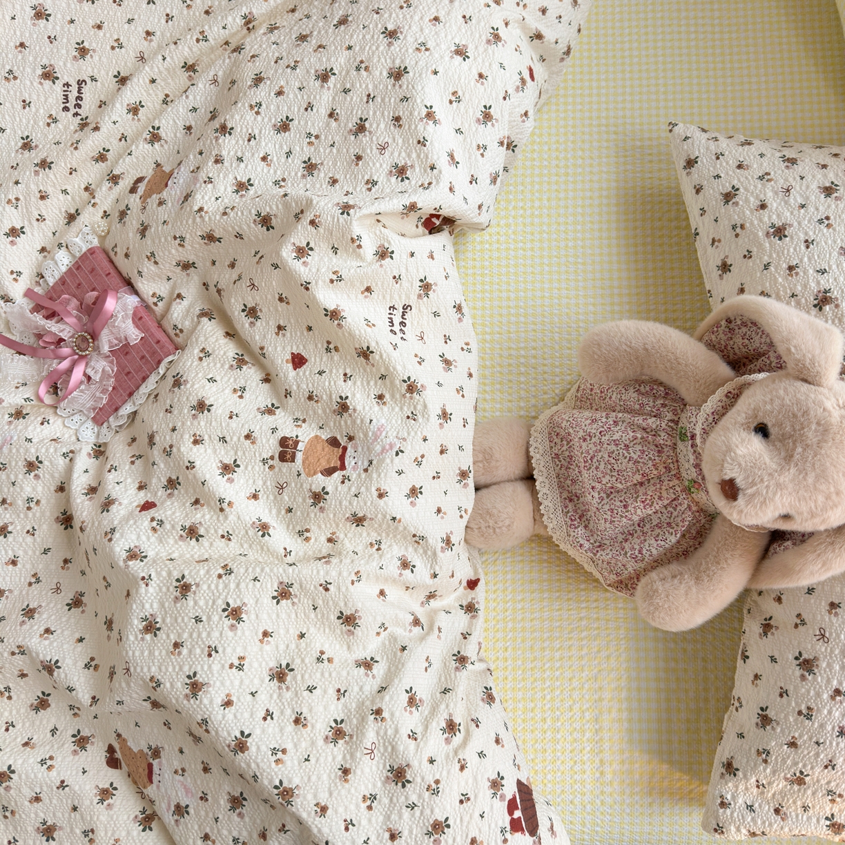 91家纺网 家纺一手货源 找家纺 （总）奈颜 2026新款贴标款A类超柔泡芙纱印花四件套