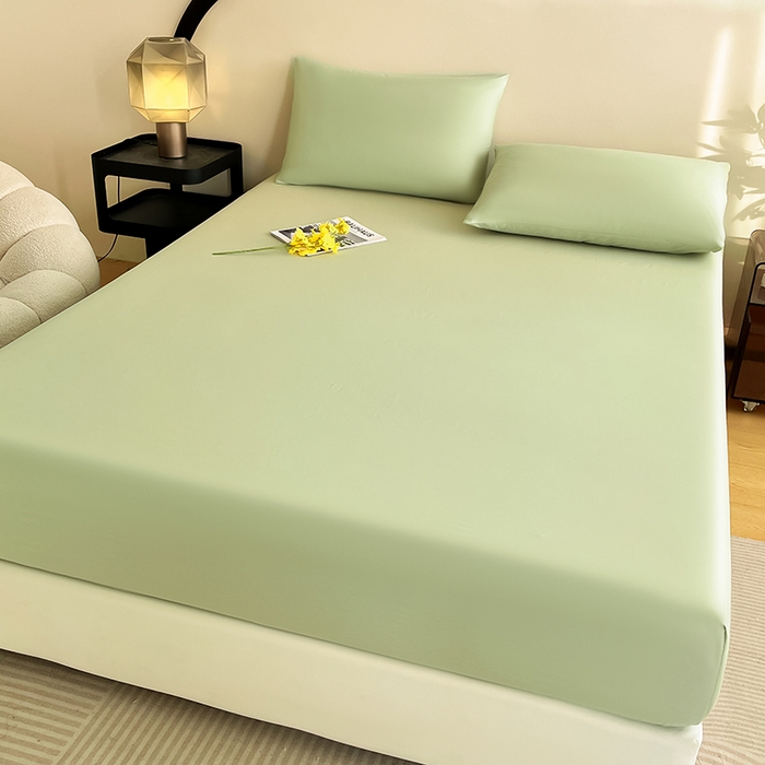 91家纺网 家纺一手货源 找家纺 润肤居 2026新款A类全棉13372单床笠 茶绿