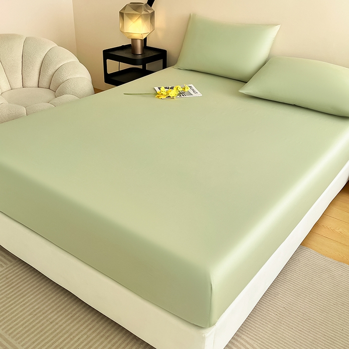 91家纺网 家纺一手货源 找家纺 润肤居 2026新款A类全棉13372单床笠 茶绿