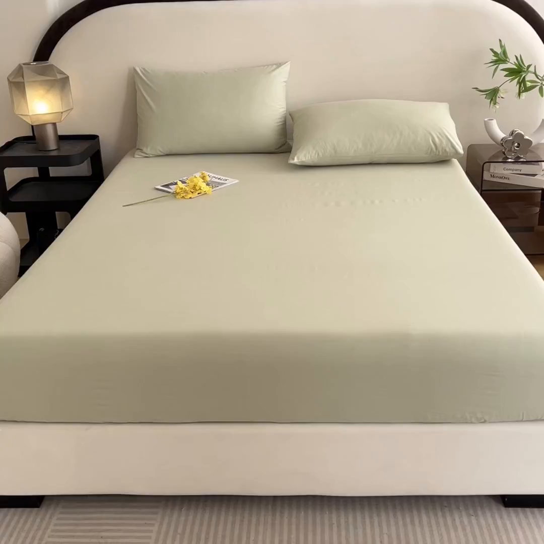 91家纺网 家纺一手货源 找家纺 润肤居 2026新款A类全棉13372单床笠 茶绿