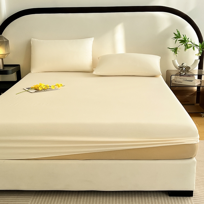 91家纺网 家纺一手货源 找家纺 润肤居 2026新款A类全棉13372单床笠 粉白