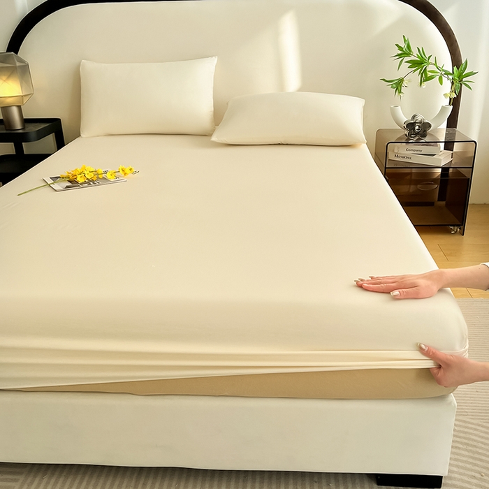 91家纺网 家纺一手货源 找家纺 润肤居 2026新款A类全棉13372单床笠 粉白