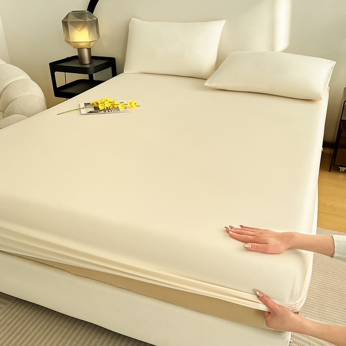 91家纺网 家纺一手货源 找家纺 润肤居 2026新款A类全棉13372单床笠 粉白