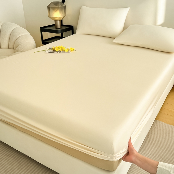 91家纺网 家纺一手货源 找家纺 润肤居 2026新款A类全棉13372单床笠 粉白