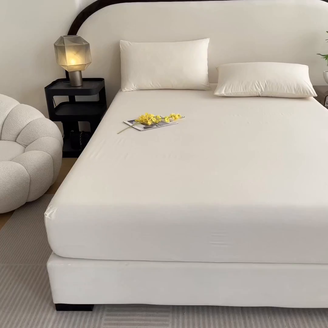 91家纺网 家纺一手货源 找家纺 润肤居 2026新款A类全棉13372单床笠 粉白