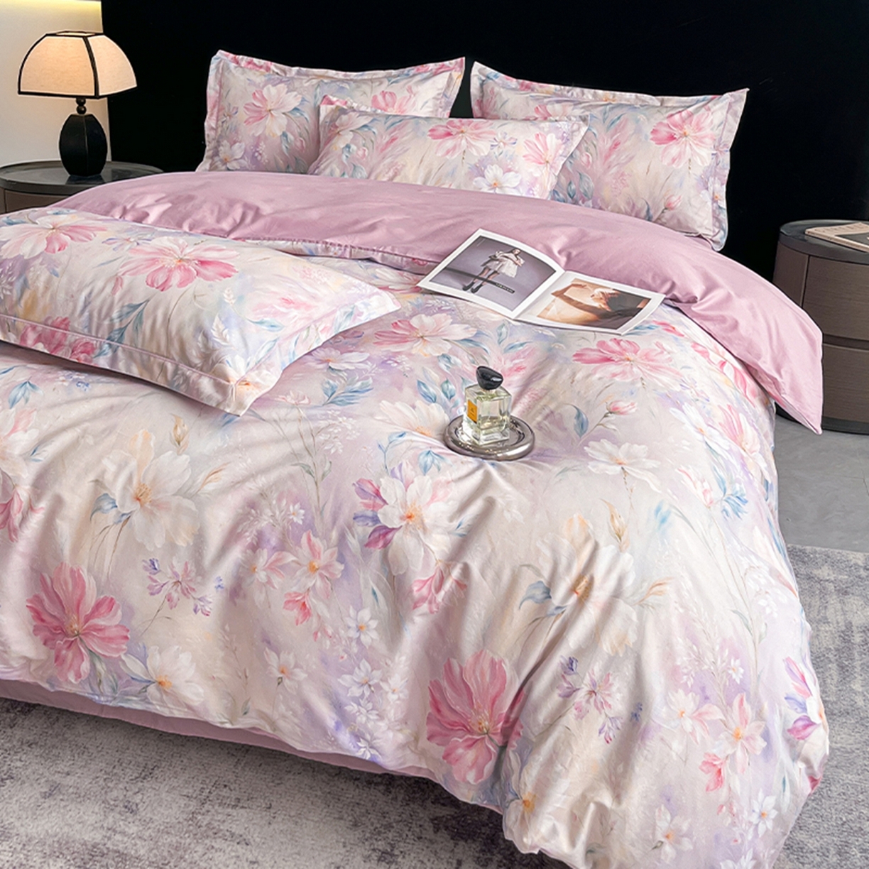 91家纺网 家纺一手货源 找家纺 格里芬家纺 2026新款全棉纯棉40S精梳棉13376印花四件套 闪闪发光