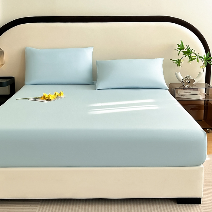 91家纺网 家纺一手货源 找家纺 润肤居 2026新款A类全棉13372单床笠 晴蓝