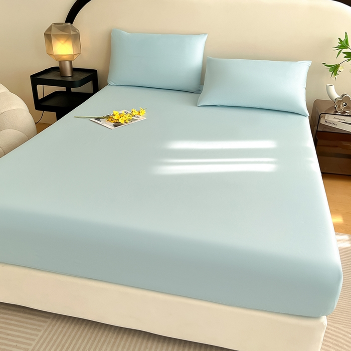 91家纺网 家纺一手货源 找家纺 润肤居 2026新款A类全棉13372单床笠 晴蓝