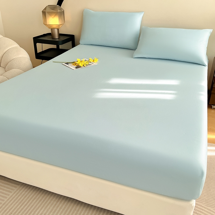 91家纺网 家纺一手货源 找家纺 润肤居 2026新款A类全棉13372单床笠 晴蓝