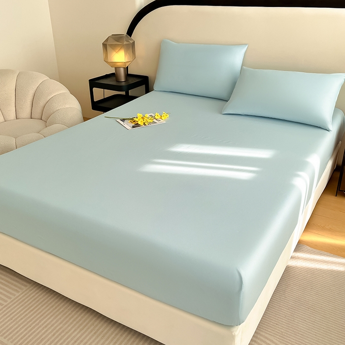 91家纺网 家纺一手货源 找家纺 润肤居 2026新款A类全棉13372单床笠 晴蓝