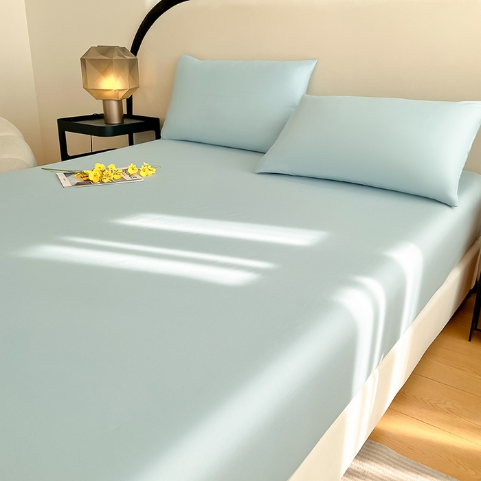 91家纺网 家纺一手货源 找家纺 润肤居 2026新款A类全棉13372单床笠 晴蓝