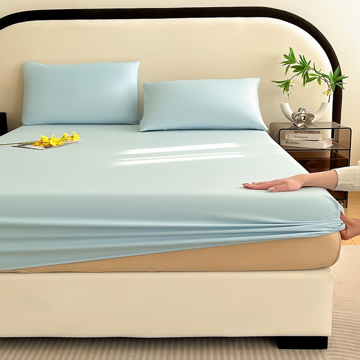 91家纺网 家纺一手货源 找家纺 润肤居 2026新款A类全棉13372单床笠 晴蓝