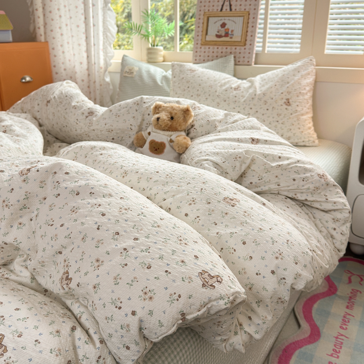 91家纺网 家纺一手货源 找家纺 （总）奈颜 2026新款贴标款A类超柔泡芙纱印花四件套