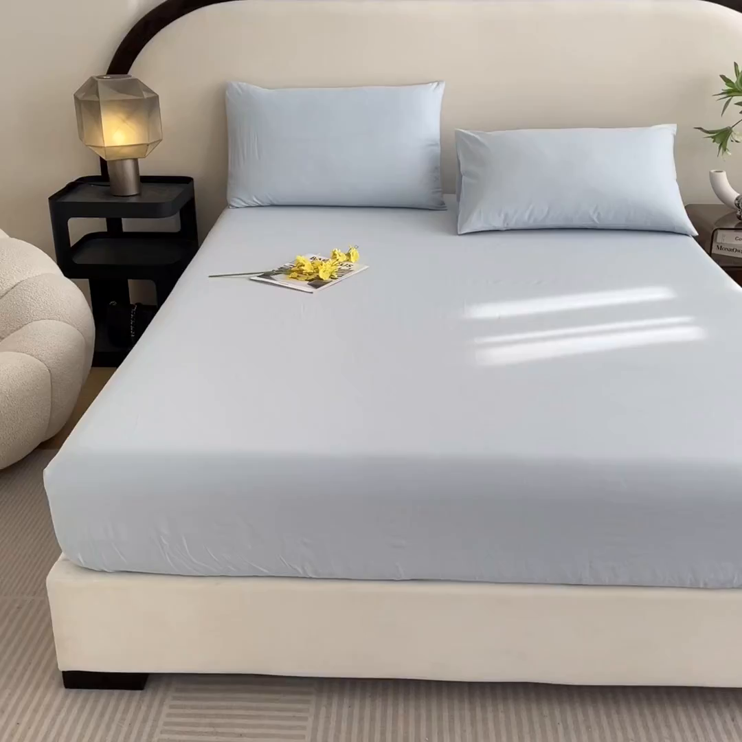 91家纺网 家纺一手货源 找家纺 润肤居 2026新款A类全棉13372单床笠 晴蓝