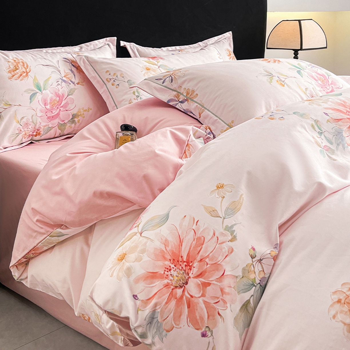 格里芬家纺 2026新款全棉纯棉40S精梳棉13376印花四件套 舒槿-粉